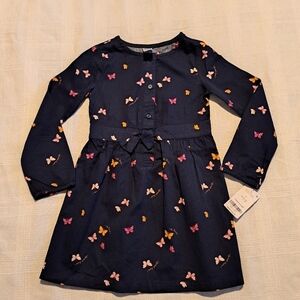 Carter's girls size 5 navy dress with butterfly design, New